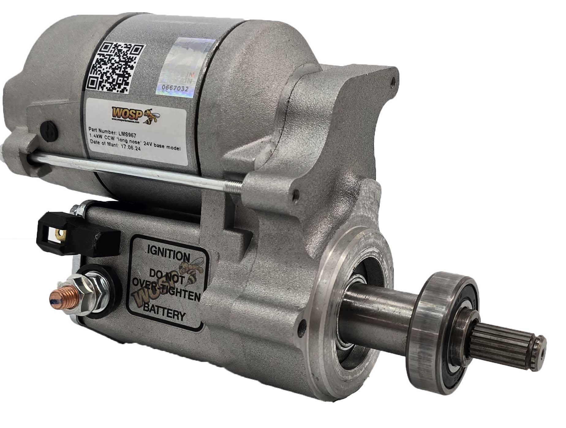 Wosp 1.6kW long drive counterclockwise base model 24V high torque starter motor (LMS967)