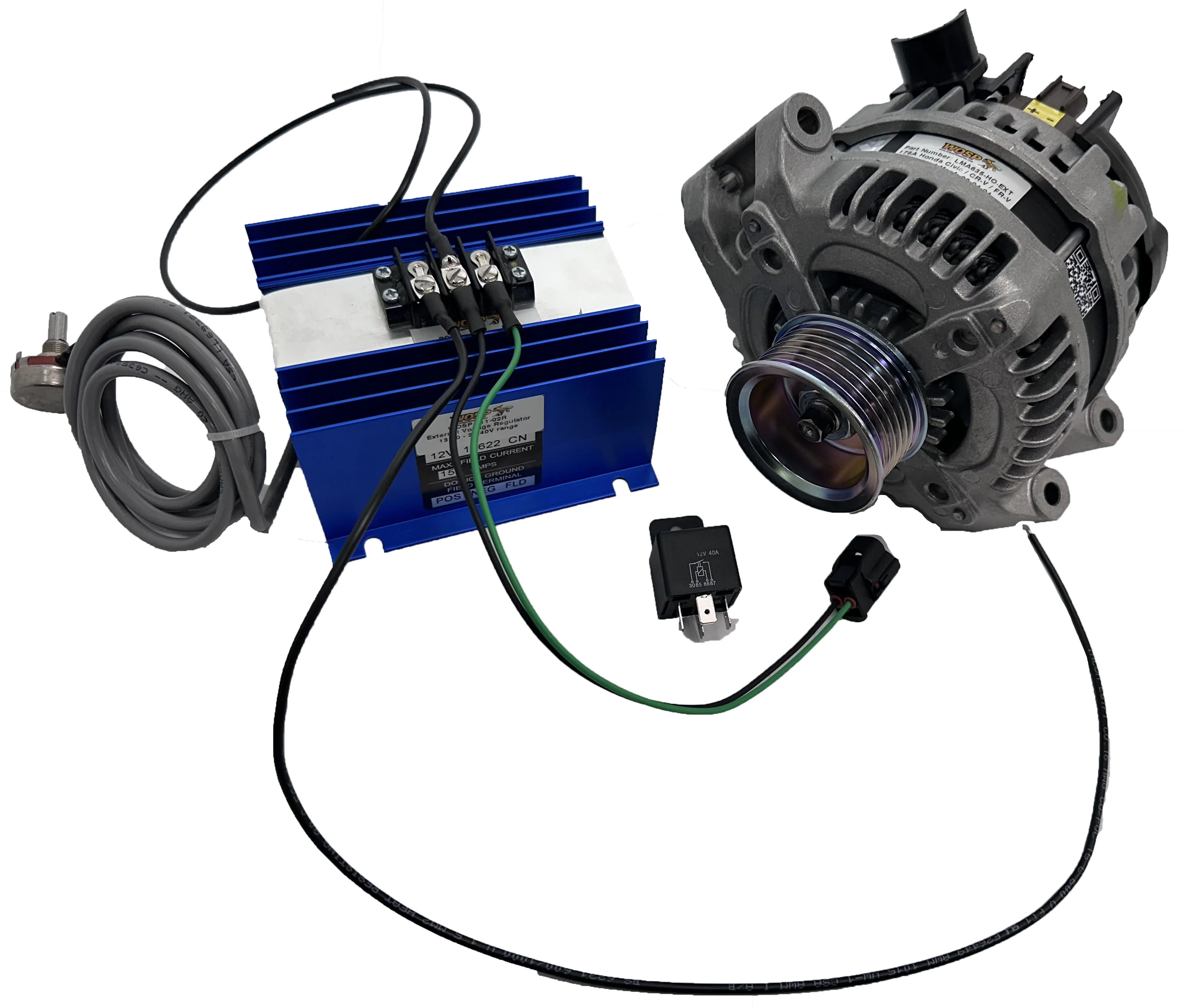Wosp Honda Civic / CR-V / FR-V / Stream 320A Externally Regulated Alternator (Terminals at Top) (LMA635-SD-HO-EXT)